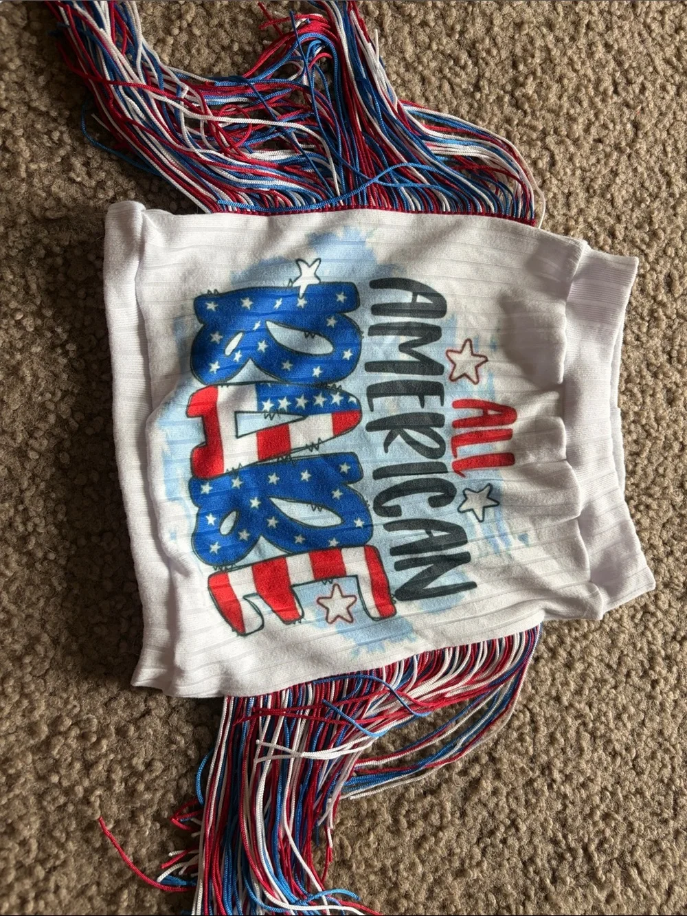 B41 Small Shop 4t All American Babe Kids Patriotic Fringe Set - Blue/Red/White